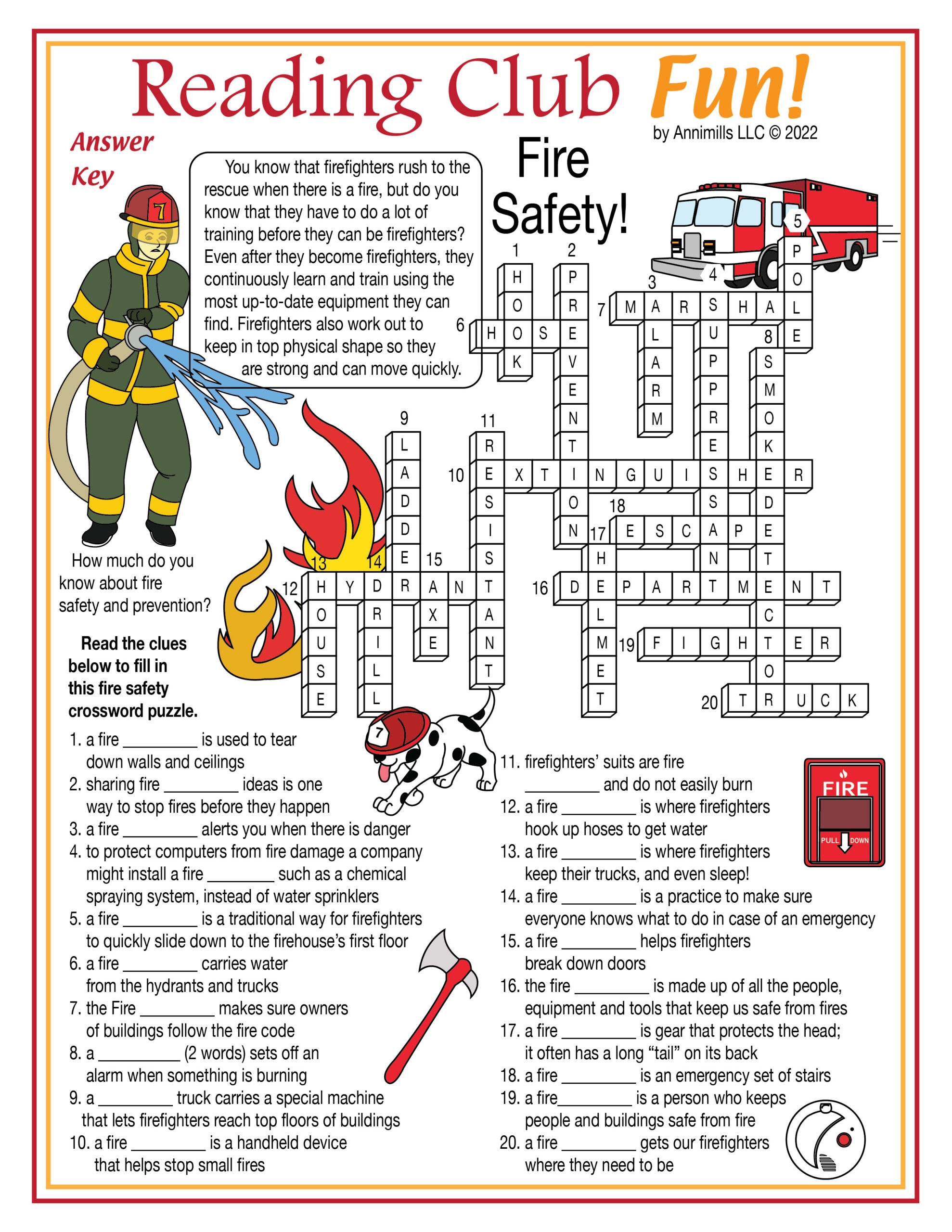 fire safety printable crossword puzzle made by teachers