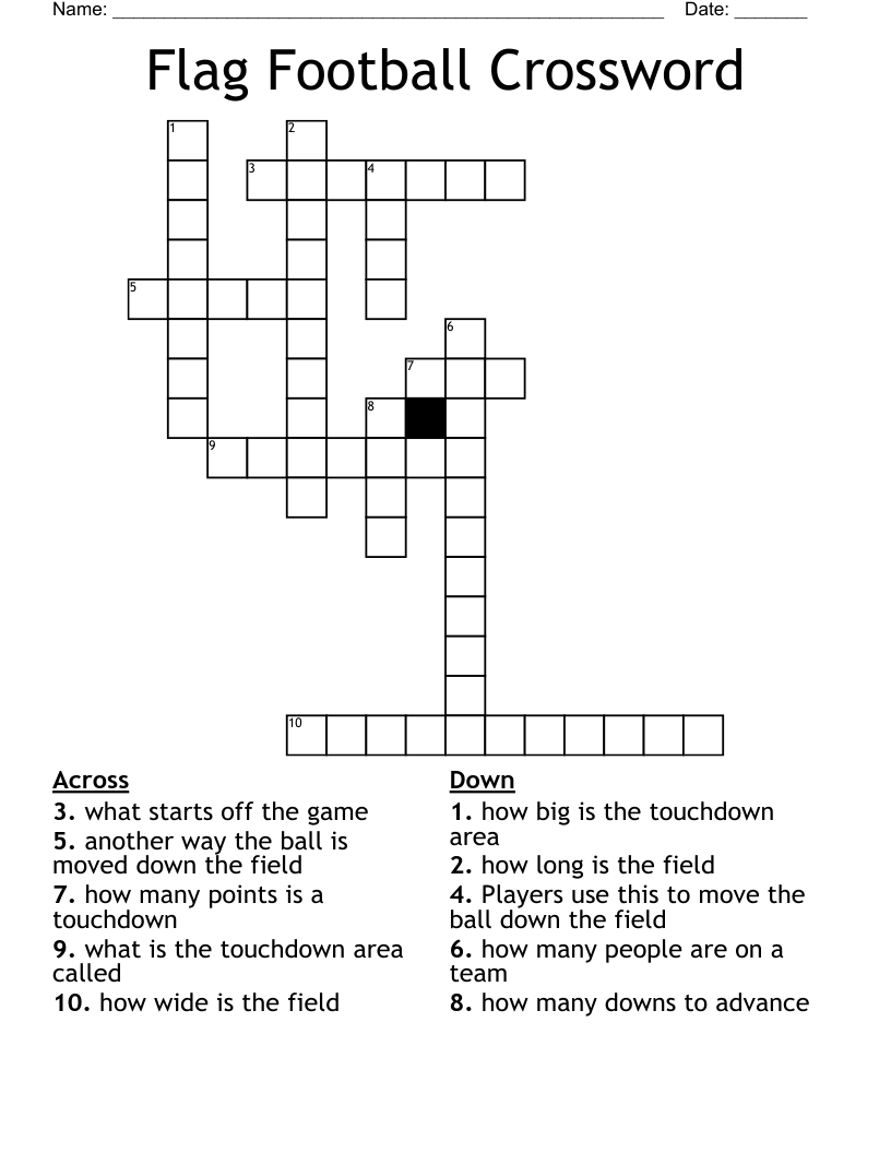 Crossword Puzzles Football Printable