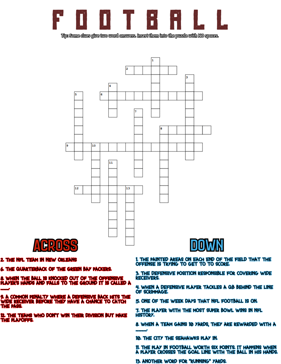 Football Crossword Drops Of Ink Football Crossword Drops Of Ink