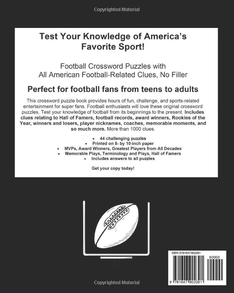Football Crosswords Test Your Knowledge Of America s Most Popular Sport All Football Related Clues And Answers Grady T R 9781647902391 Amazon Books Football Crosswords Test Your Knowledge Of America s Most Popular Sport All Football Related Clues And Answers Grady T R 9781647902391 Amazon Books