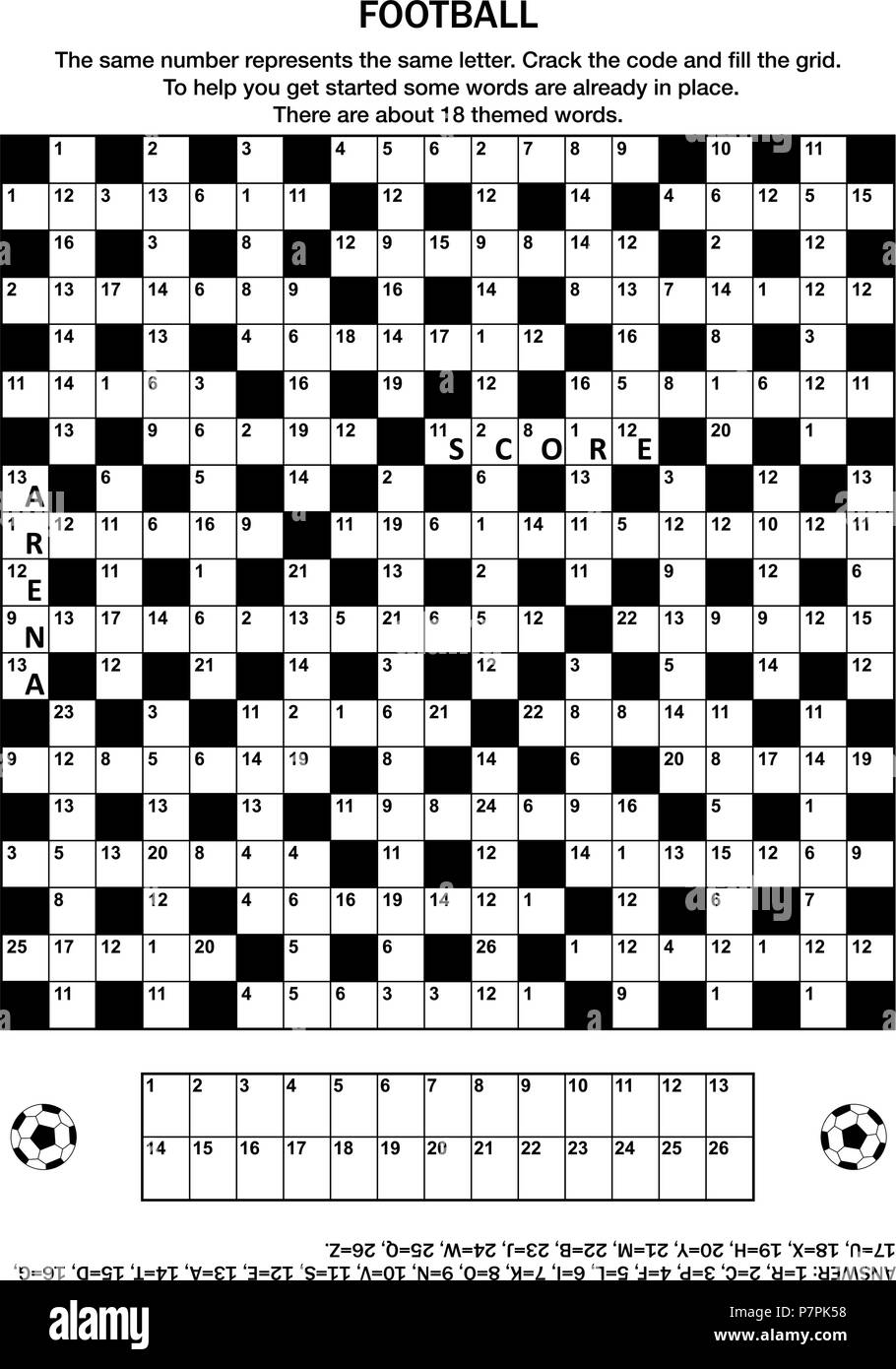 Football soccer Themed 19x19 Codebreaker codeword Code Cracker Word Game Or Crossword Puzzle English Language Stock Vector Image Art Alamy Football soccer Themed 19x19 Codebreaker codeword Code Cracker Word Game Or Crossword Puzzle English Language Stock Vector Image Art Alamy