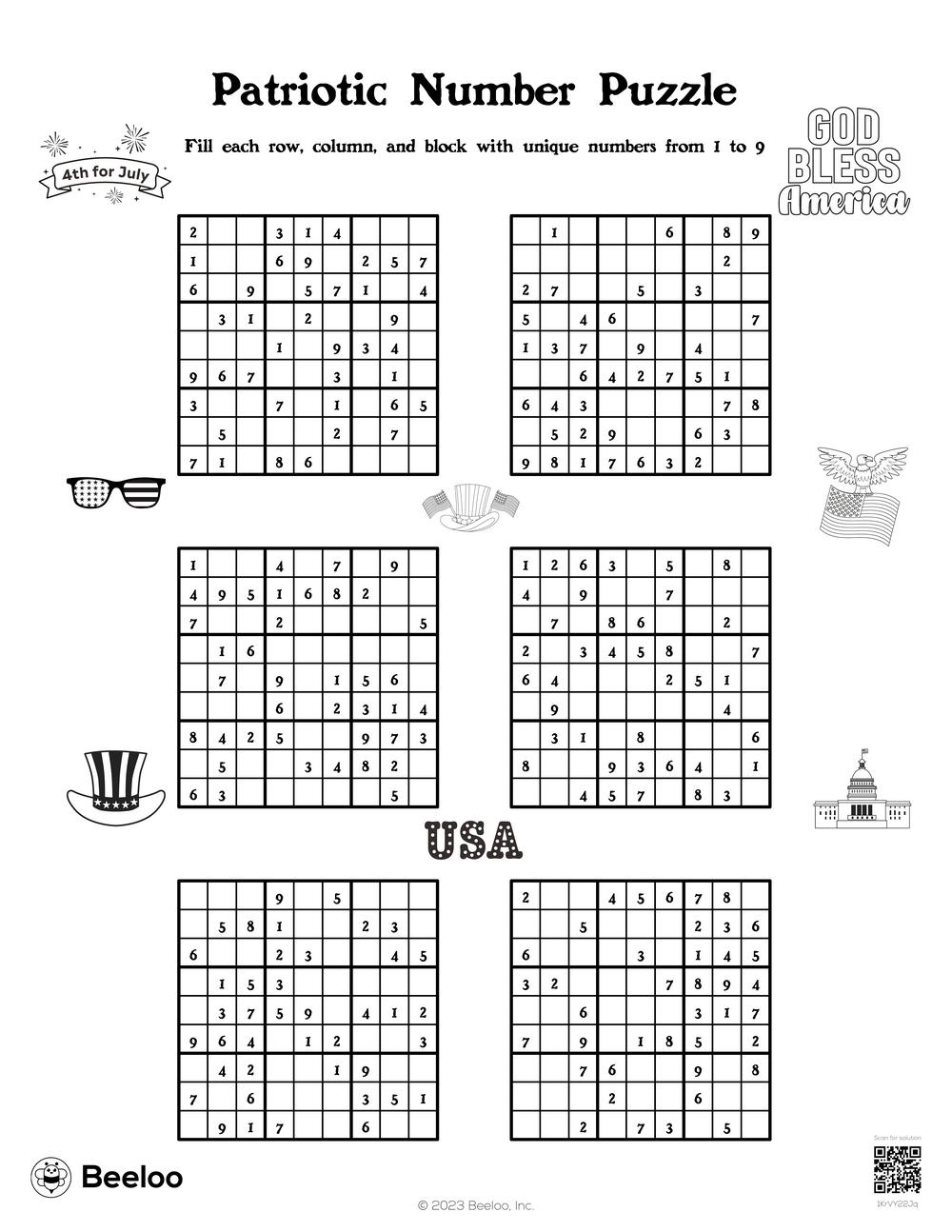 Fourth Of July themed Sudoku Puzzles Beeloo Printable Crafts And Activities For Kids Fourth Of July themed Sudoku Puzzles Beeloo Printable Crafts And Activities For Kids
