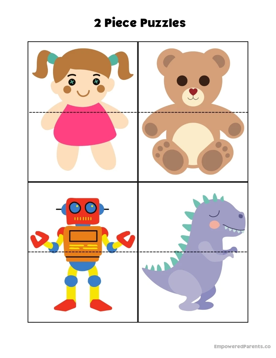 2 Piece Puzzles Printable 2 Piece Puzzles Printable