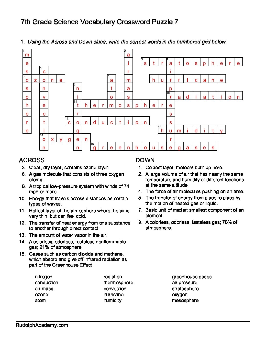 7th Grade Crossword Puzzles Printable