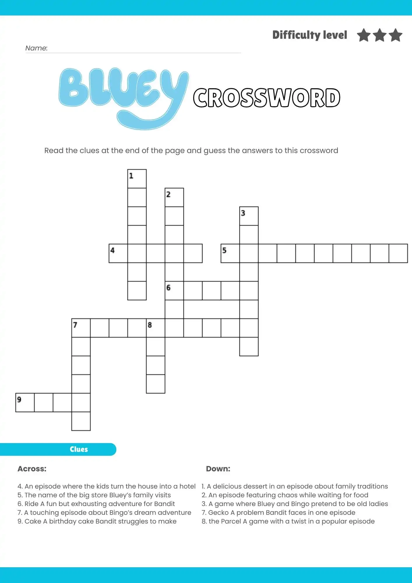 Free Bluey Themed Crossword Puzzles Fun Printables For Kids Fans Help My Kids Are Bored Free Bluey Themed Crossword Puzzles Fun Printables For Kids Fans Help My Kids Are Bored
