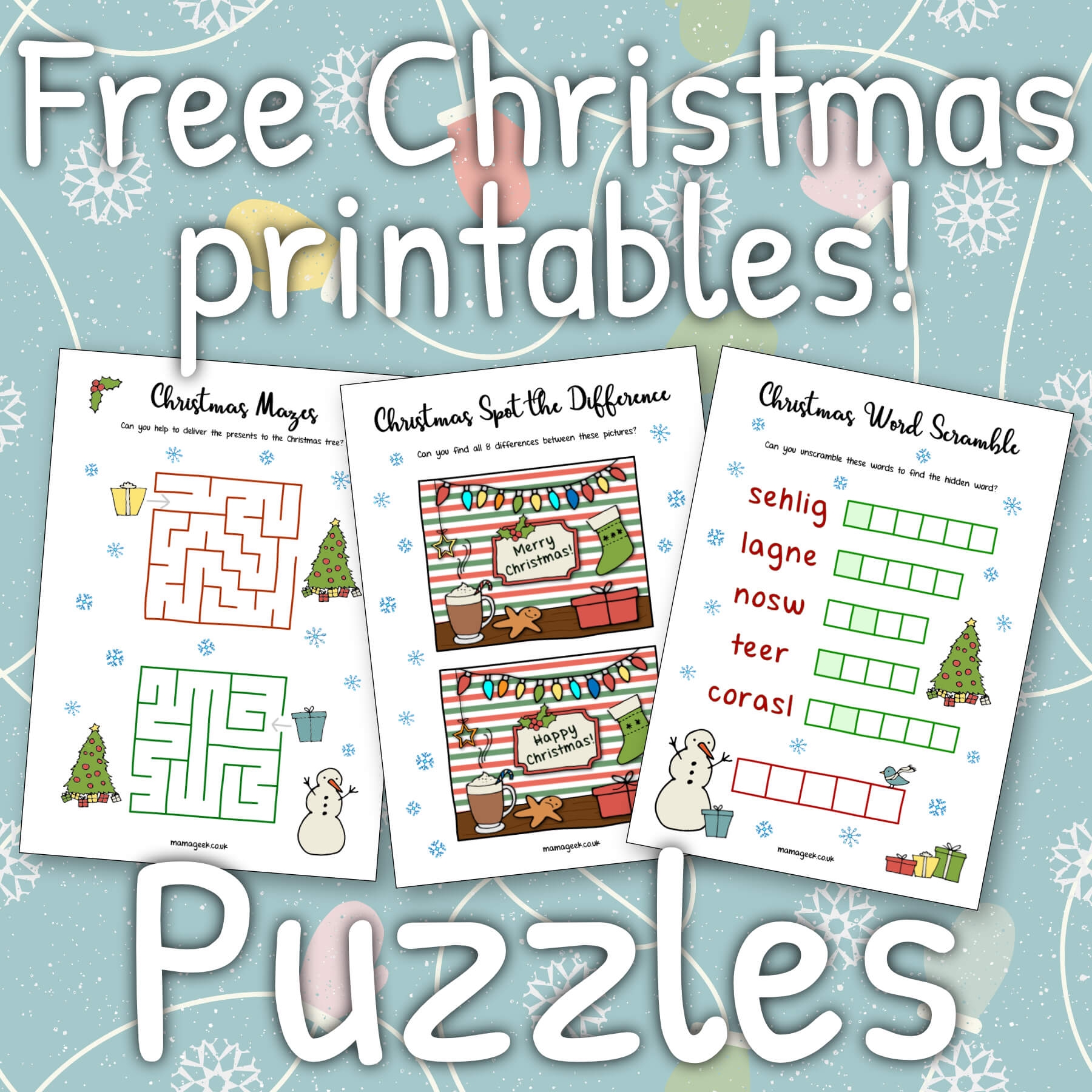 free christmas printables puzzles mama geek