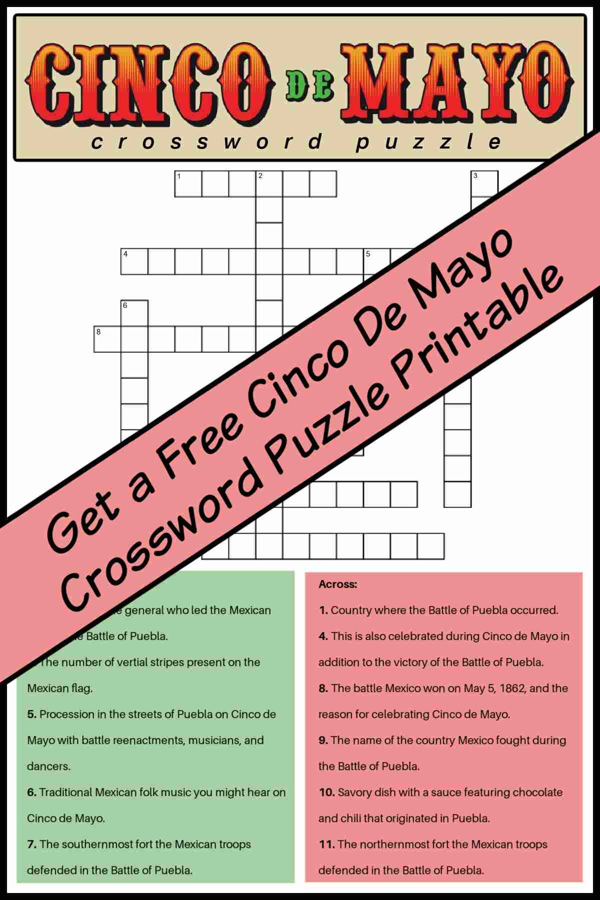 Free Cinco De Mayo Crossword Puzzles 2 Versions With Answers Free Cinco De Mayo Crossword Puzzles 2 Versions With Answers