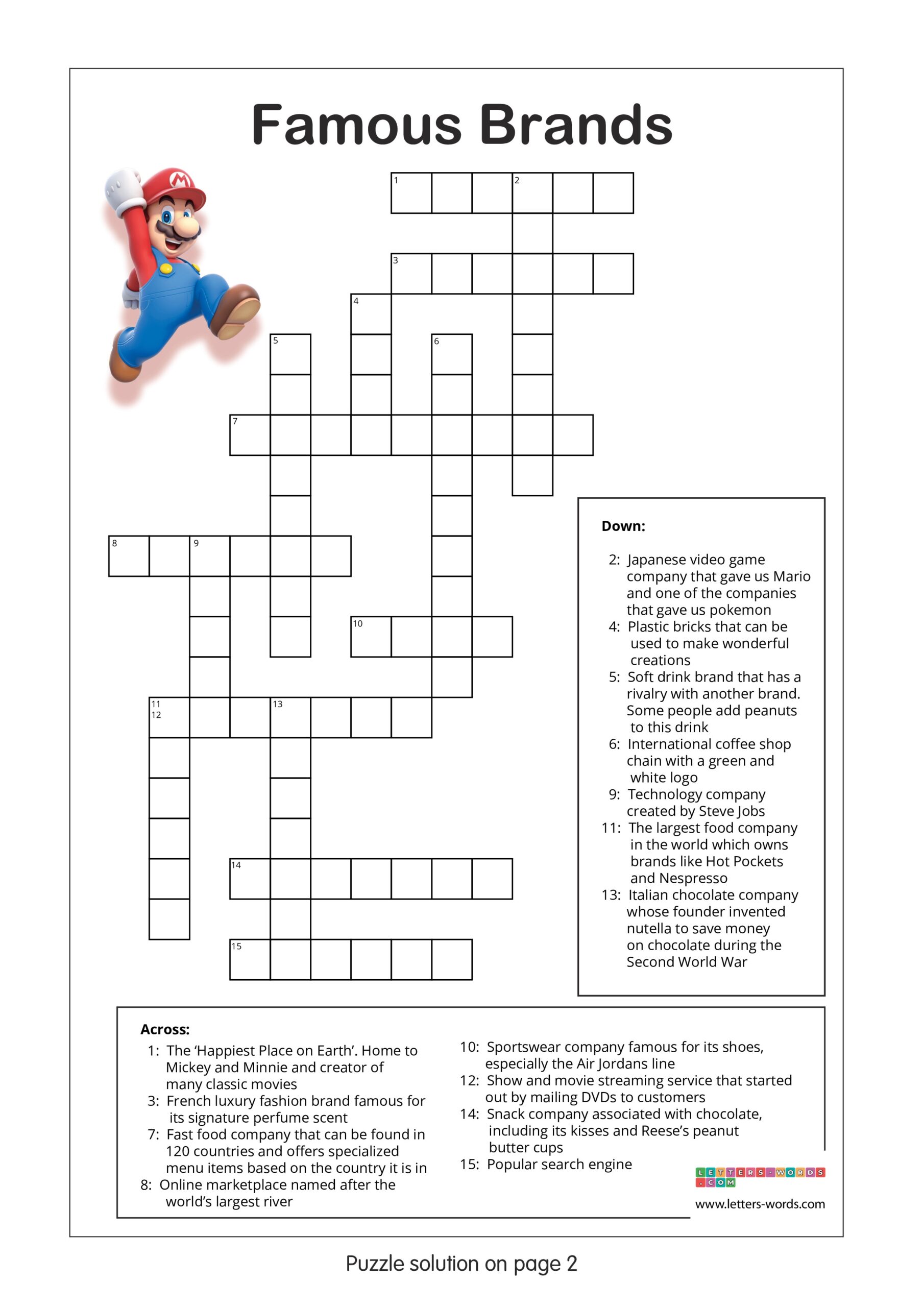 Free Crossword Puzzles For Children With Printable Solutions Free Crossword Puzzles For Children With Printable Solutions