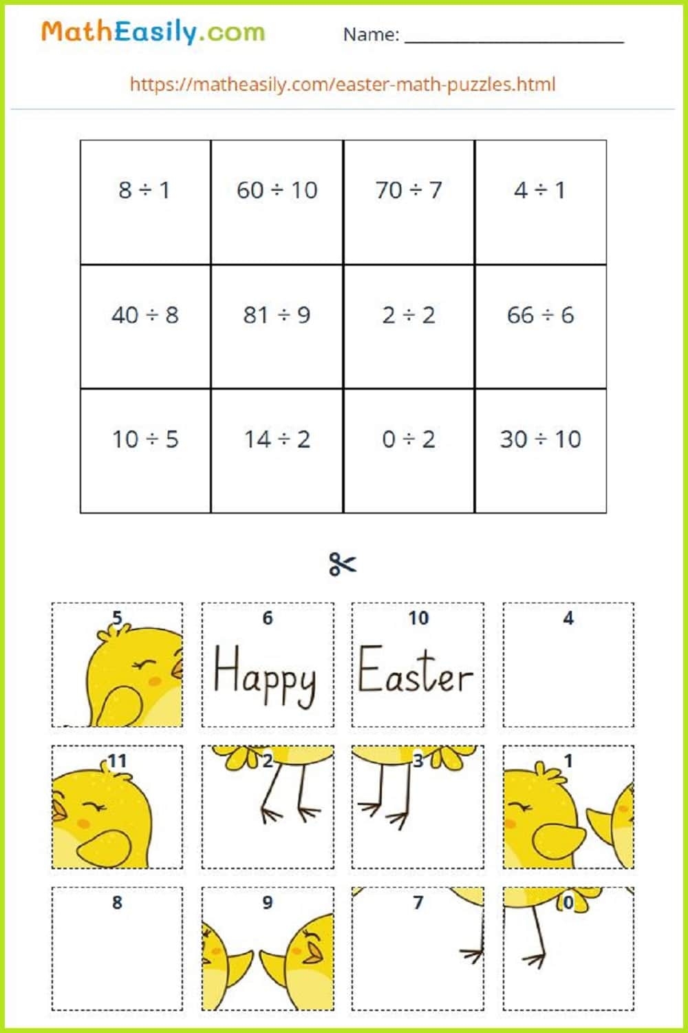 Free Easter Math Puzzles PRINTABLE 