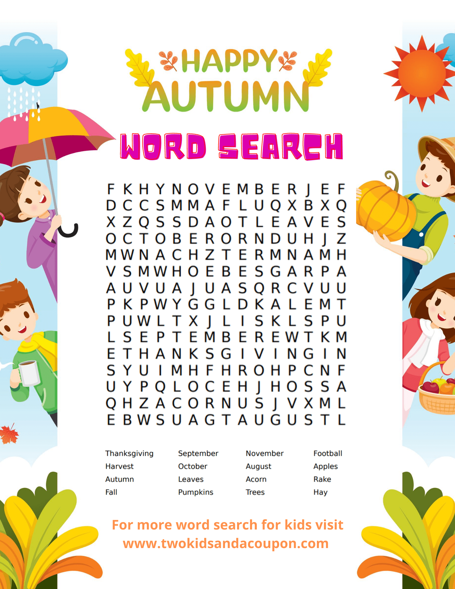 Free Kids Word Search Puzzles Printable For Fall For Your Family Free Kids Word Search Puzzles Printable For Fall For Your Family