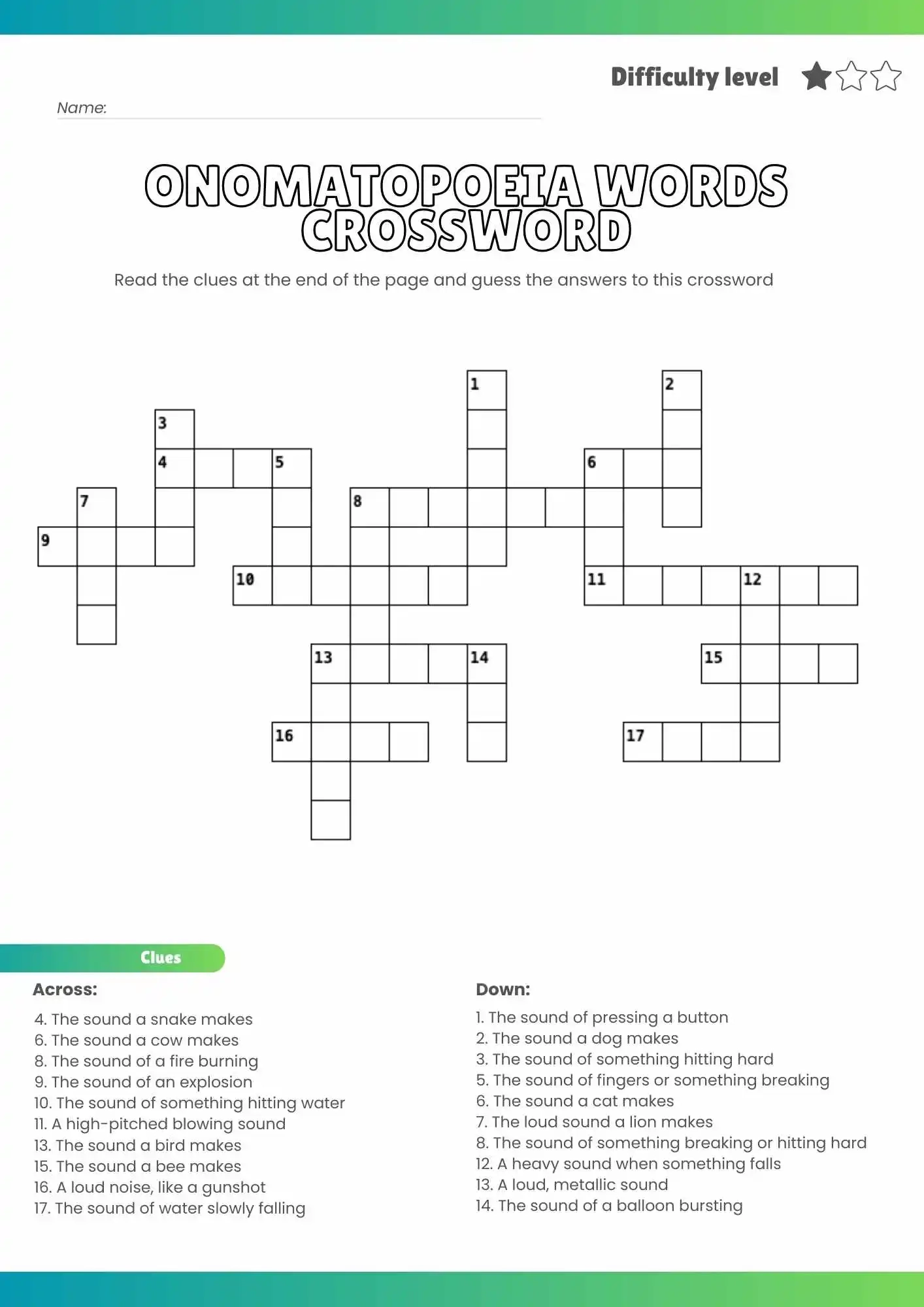 Free Onomatopoeia Crossword Puzzle Fun Printable For Kids Language Learners Help My Kids Are Bored Free Onomatopoeia Crossword Puzzle Fun Printable For Kids Language Learners Help My Kids Are Bored