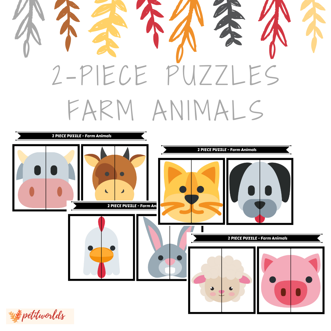 Free Printable 2 Piece Puzzles Farm Animals Free Printable 2 Piece Puzzles Farm Animals