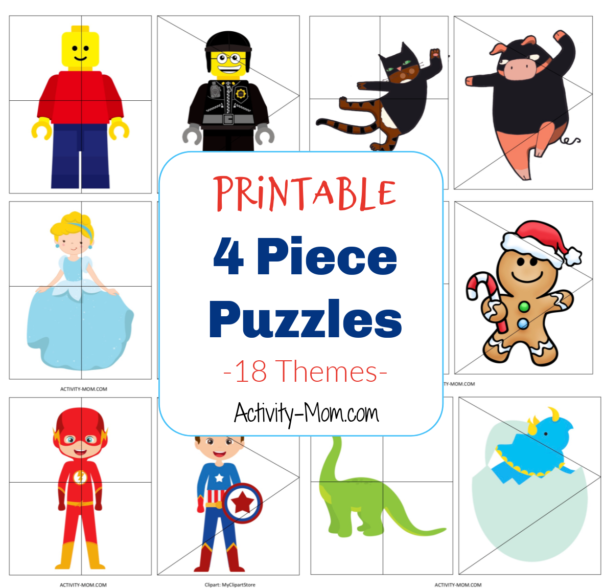 free printable 4 piece puzzles for kids the activity mom