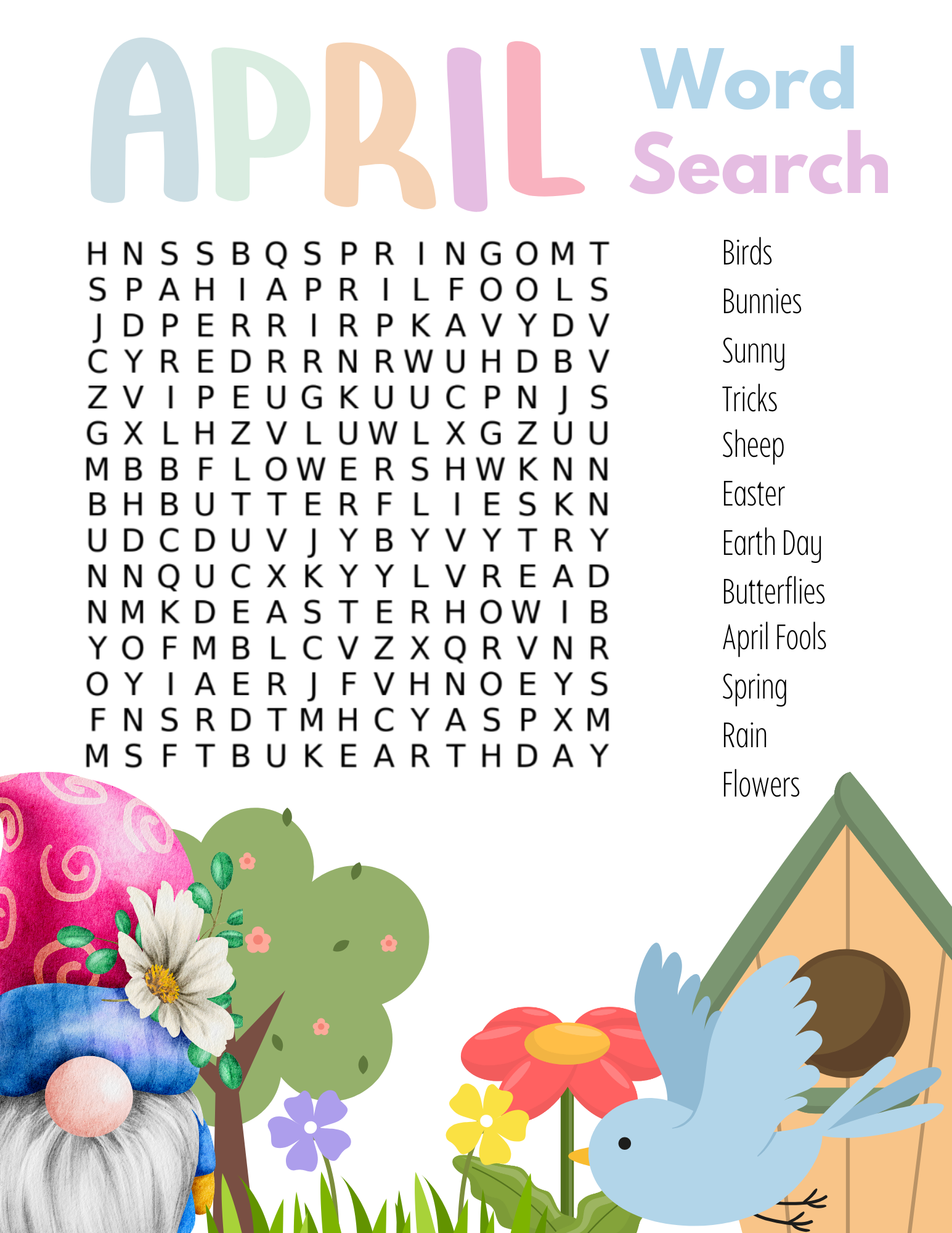 Free Printable April Word Search Puzzle Free Printable April Word Search Puzzle