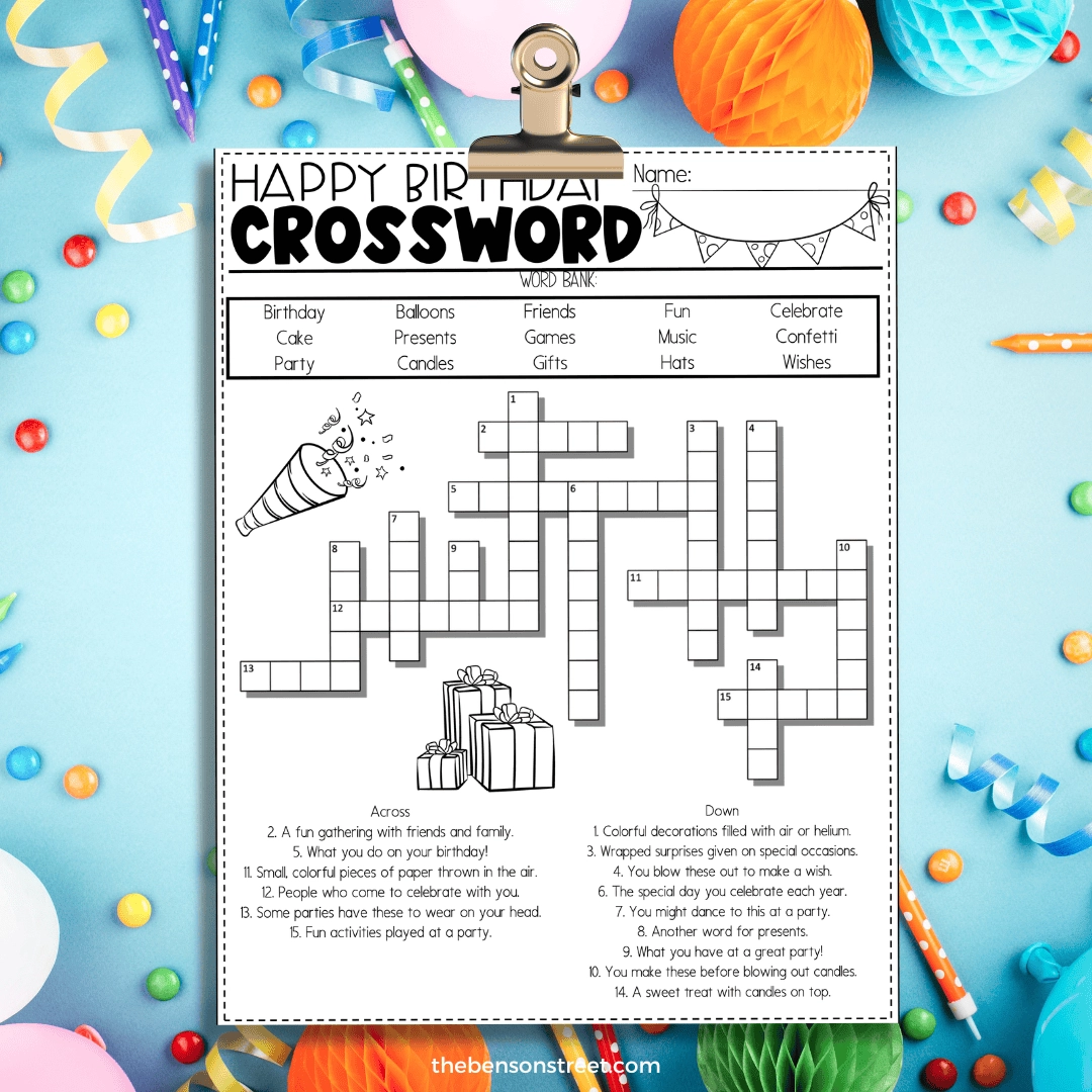 Free Printable Birthday Activity Pages Pack The Benson Street