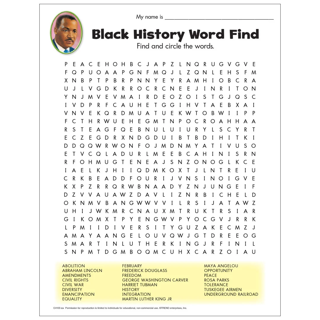 Black History Month Crossword Puzzles Printable Black History Month Crossword Puzzles Printable