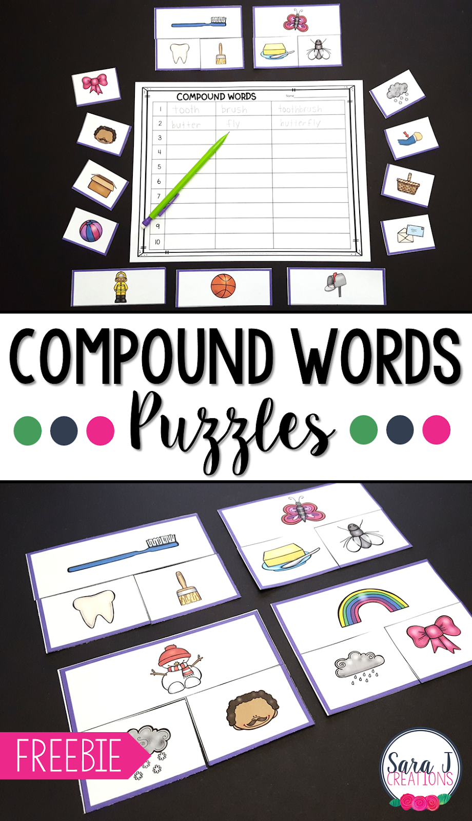 FREE Printable Compound Word Puzzles Sara J Creations FREE Printable Compound Word Puzzles Sara J Creations