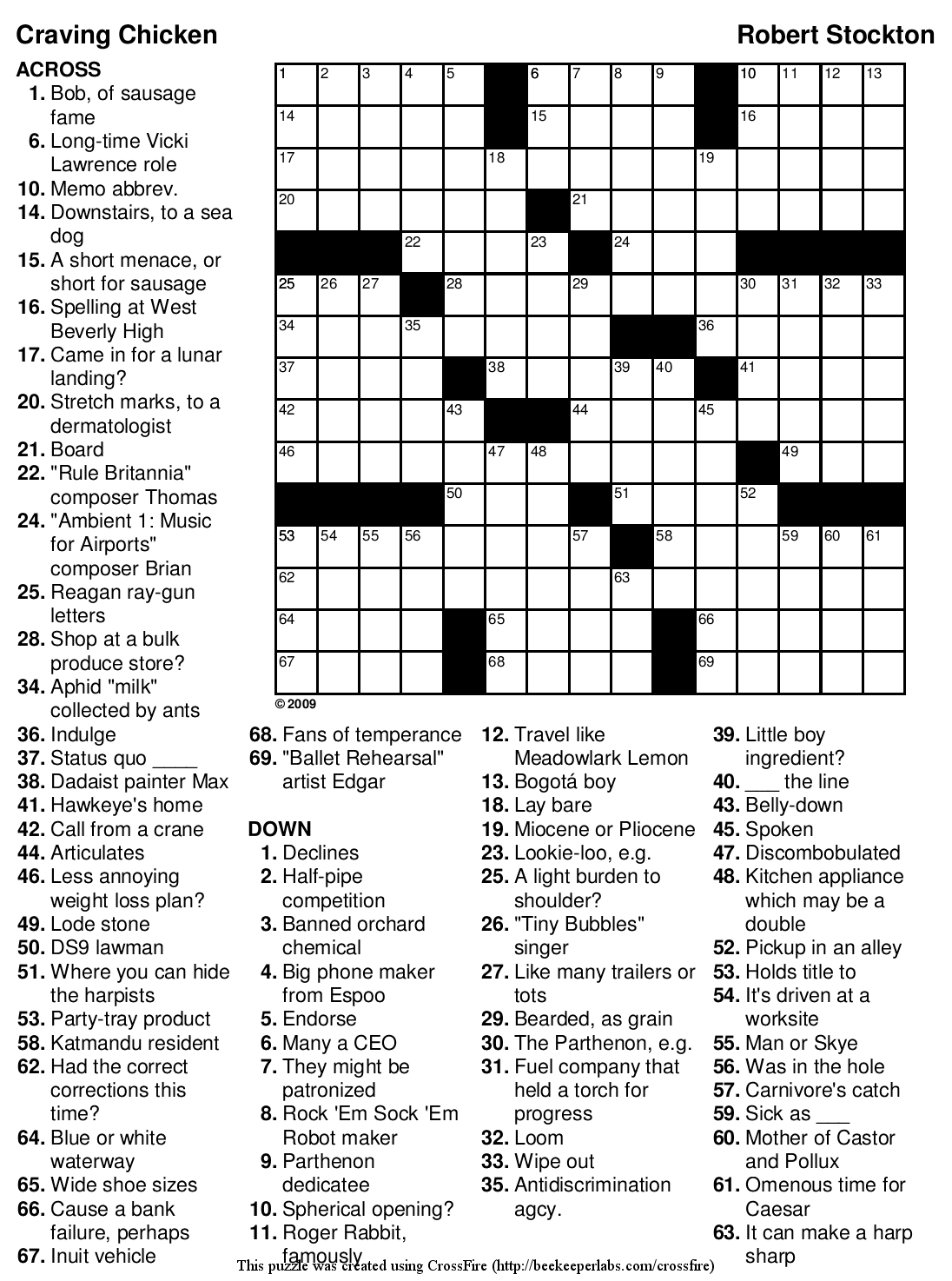 Free Printable Crossword 112 Craving Chicken Beekeeper Crosswords Free Printable Crossword 112 Craving Chicken Beekeeper Crosswords