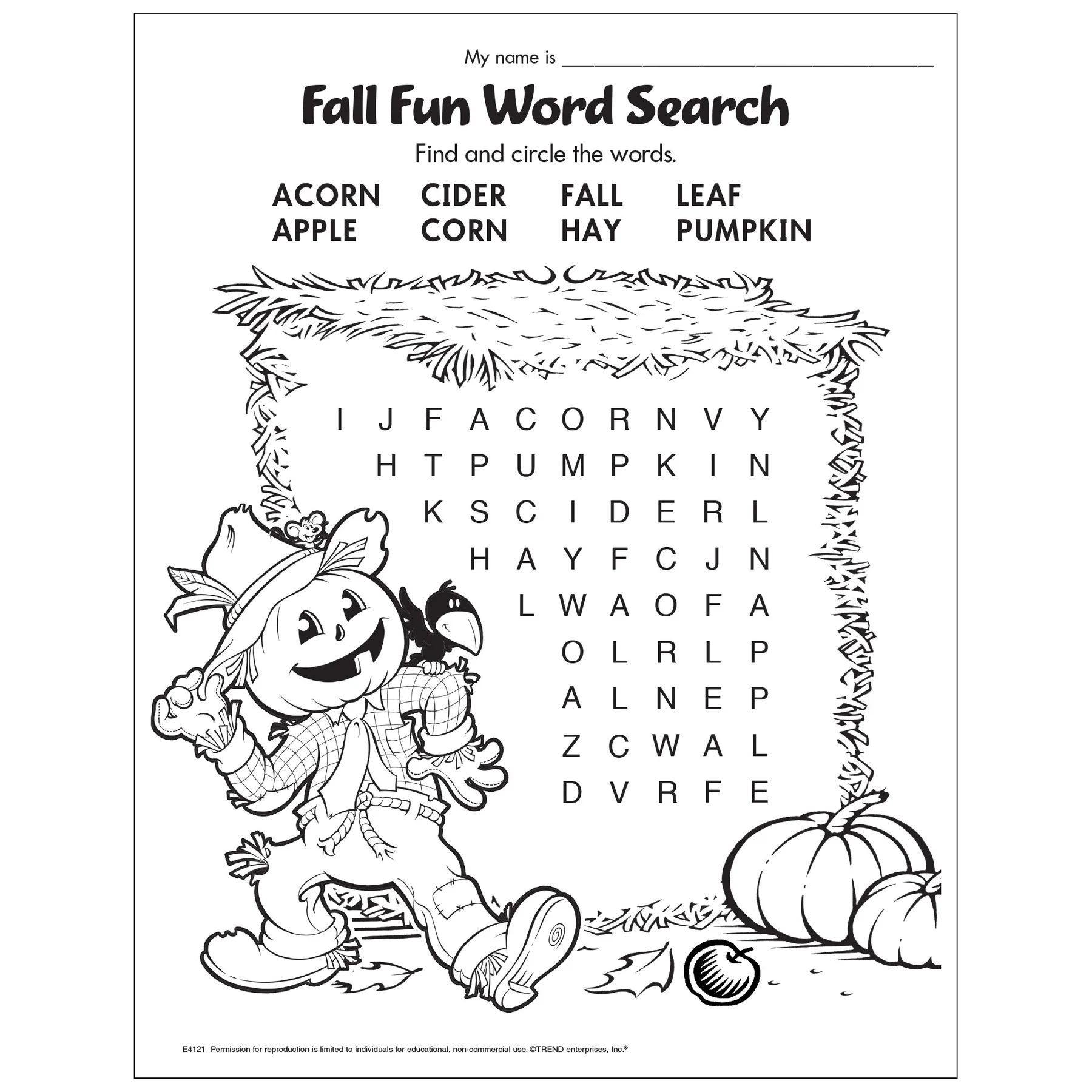Free Printable Fall Fun Word Search TREND Enterprises Inc Free Printable Fall Fun Word Search TREND Enterprises Inc