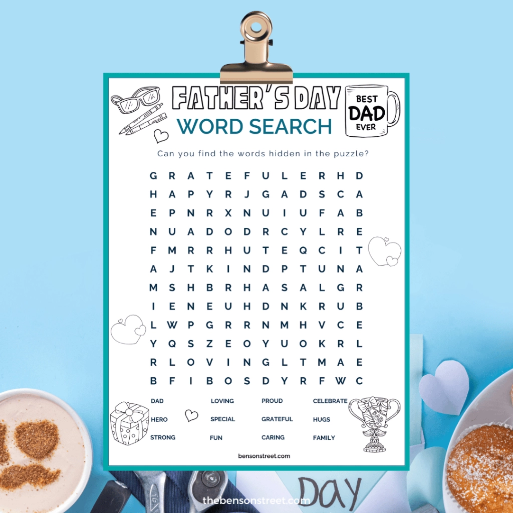 Free Printable Father s Day Word Search Game The Benson Street Free Printable Father s Day Word Search Game The Benson Street