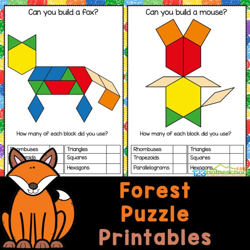 FREE Printable Forest Pattern Block Mats Templates Shapes Activity FREE Printable Forest Pattern Block Mats Templates Shapes Activity