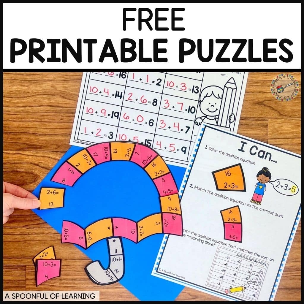 Free Printable Puzzles For Kindergarten A Spoonful Of Learning Free Printable Puzzles For Kindergarten A Spoonful Of Learning