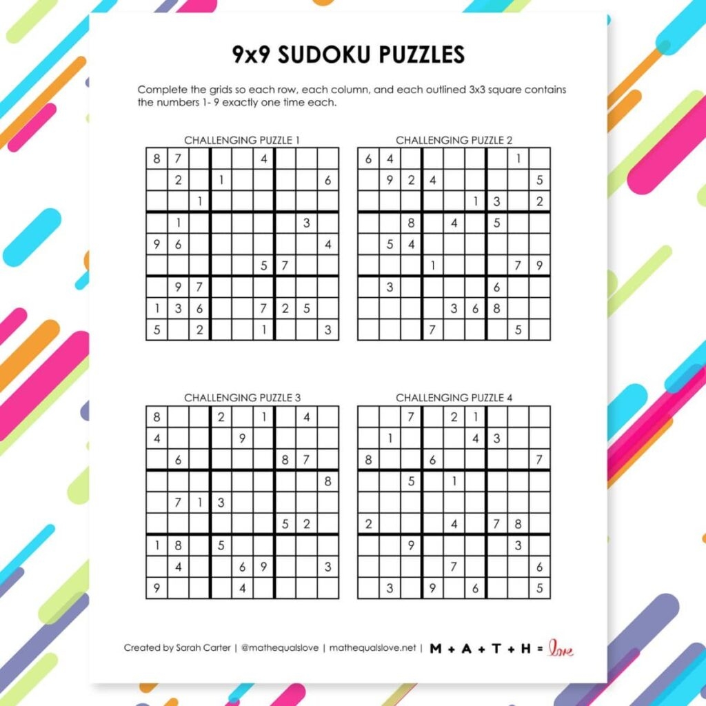 Free Printable Sudoku Puzzles 9x9 PDF Download Free Printable Sudoku Puzzles 9x9 PDF Download
