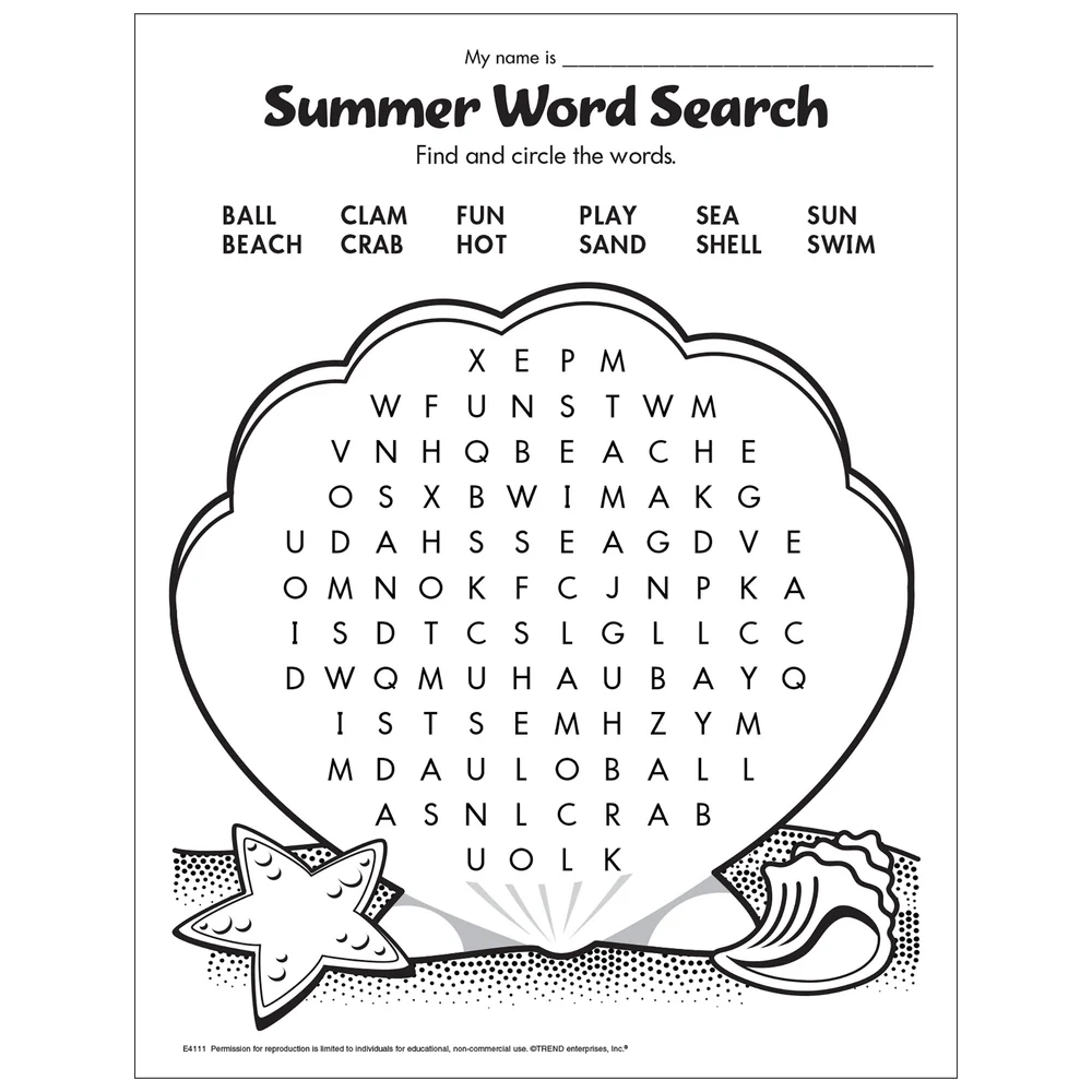 Free Printable Summer Word Search TREND Enterprises Inc Free Printable Summer Word Search TREND Enterprises Inc