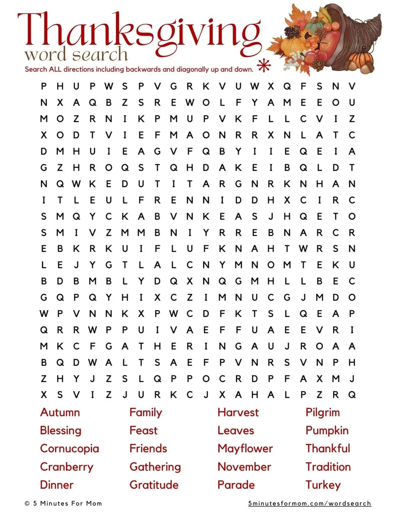 Free Printable Thanksgiving Word Search For Kids Free Printable Thanksgiving Word Search For Kids