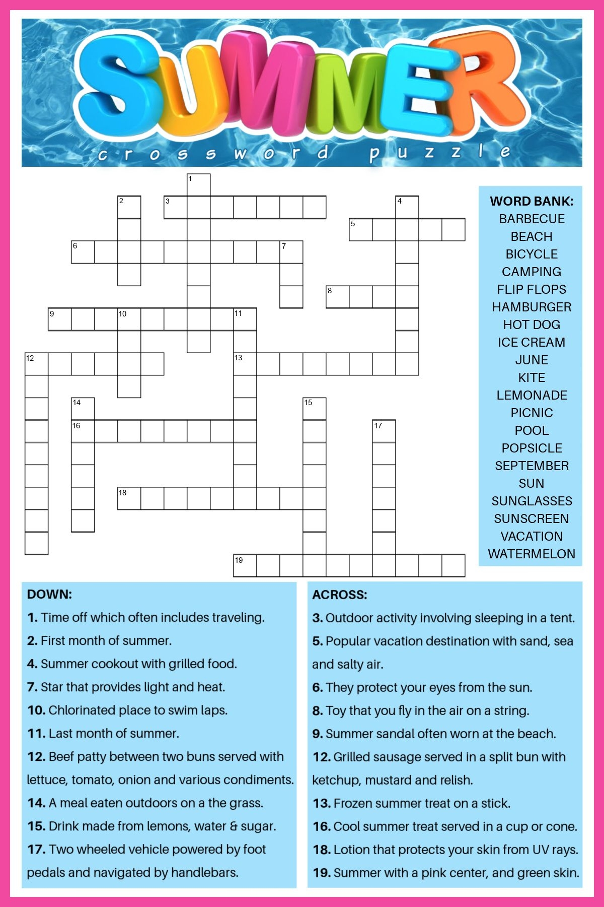 Crossword Puzzles High School Printable Crossword Puzzles High School Printable