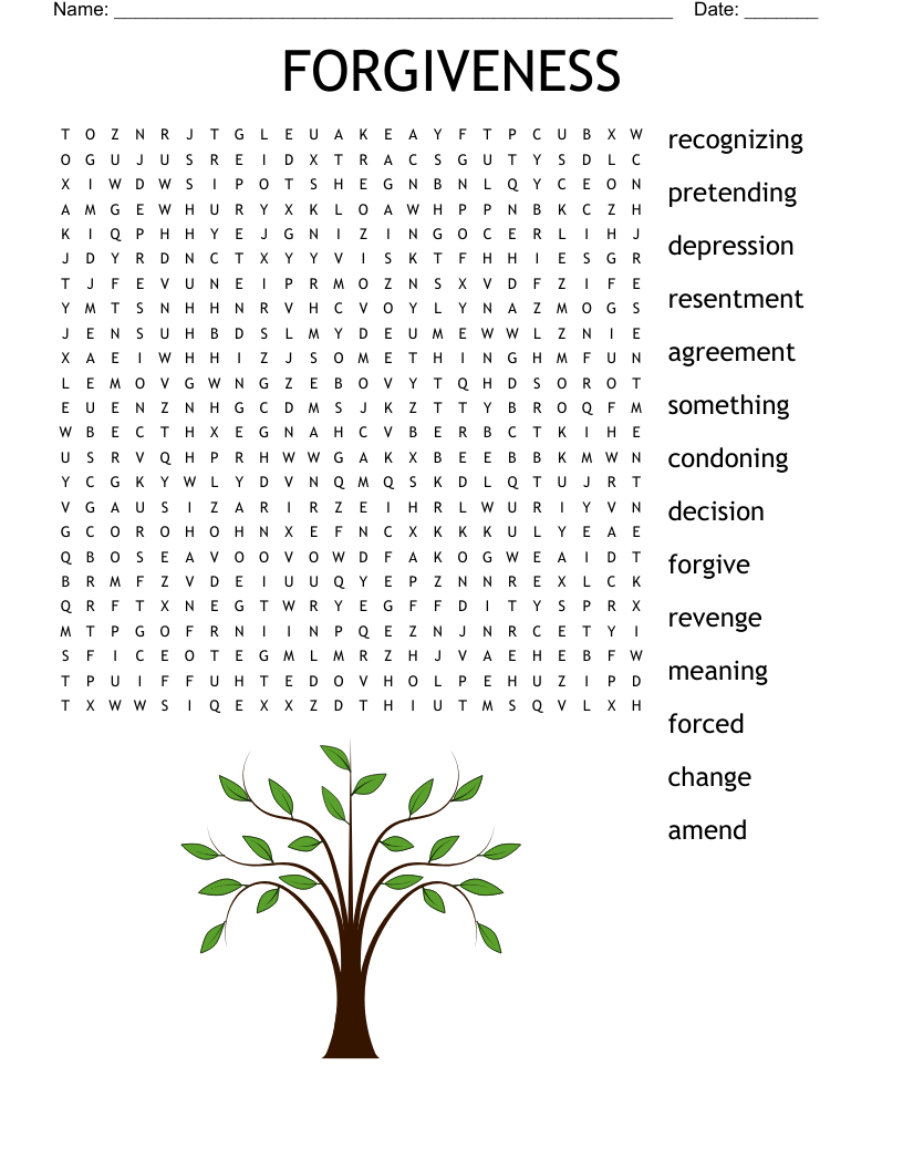 FREE TO FORGIVE Word Search WordMint