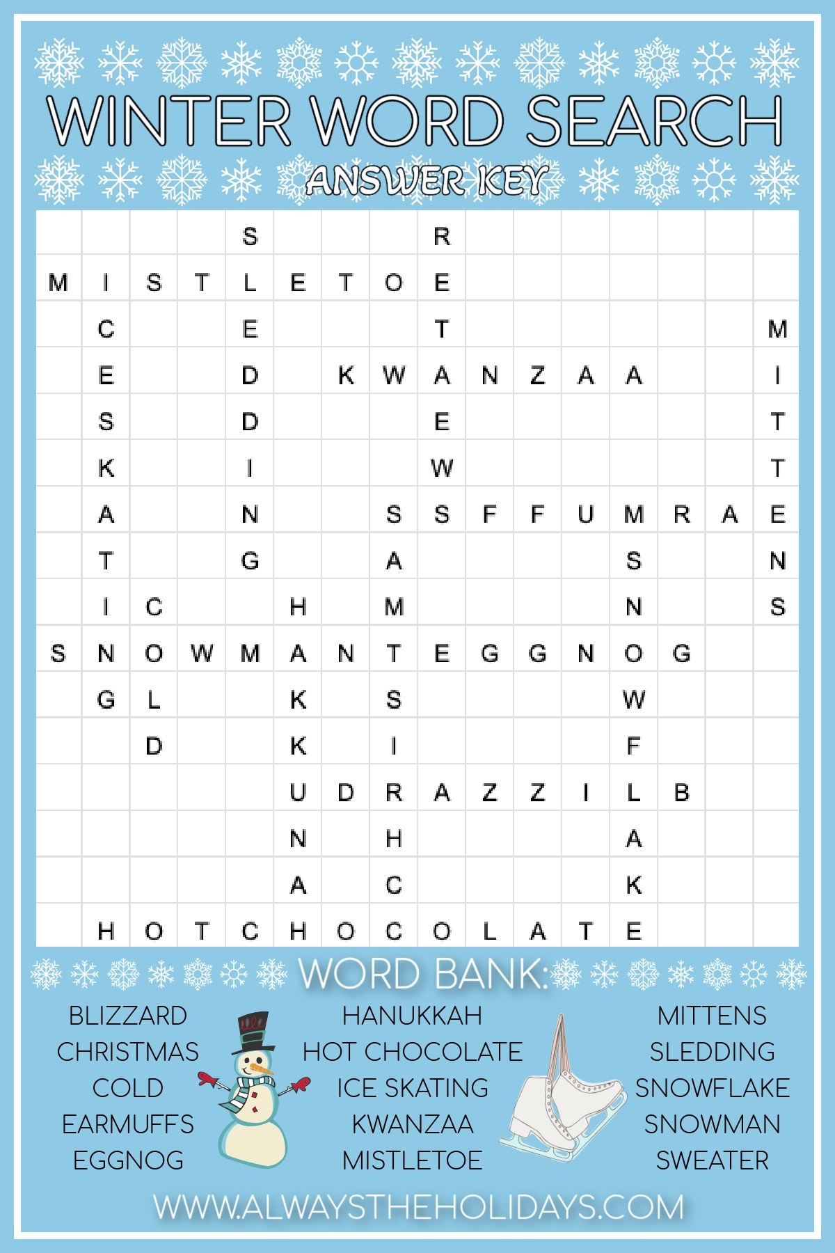 Free Printable Winter Crossword Puzzles