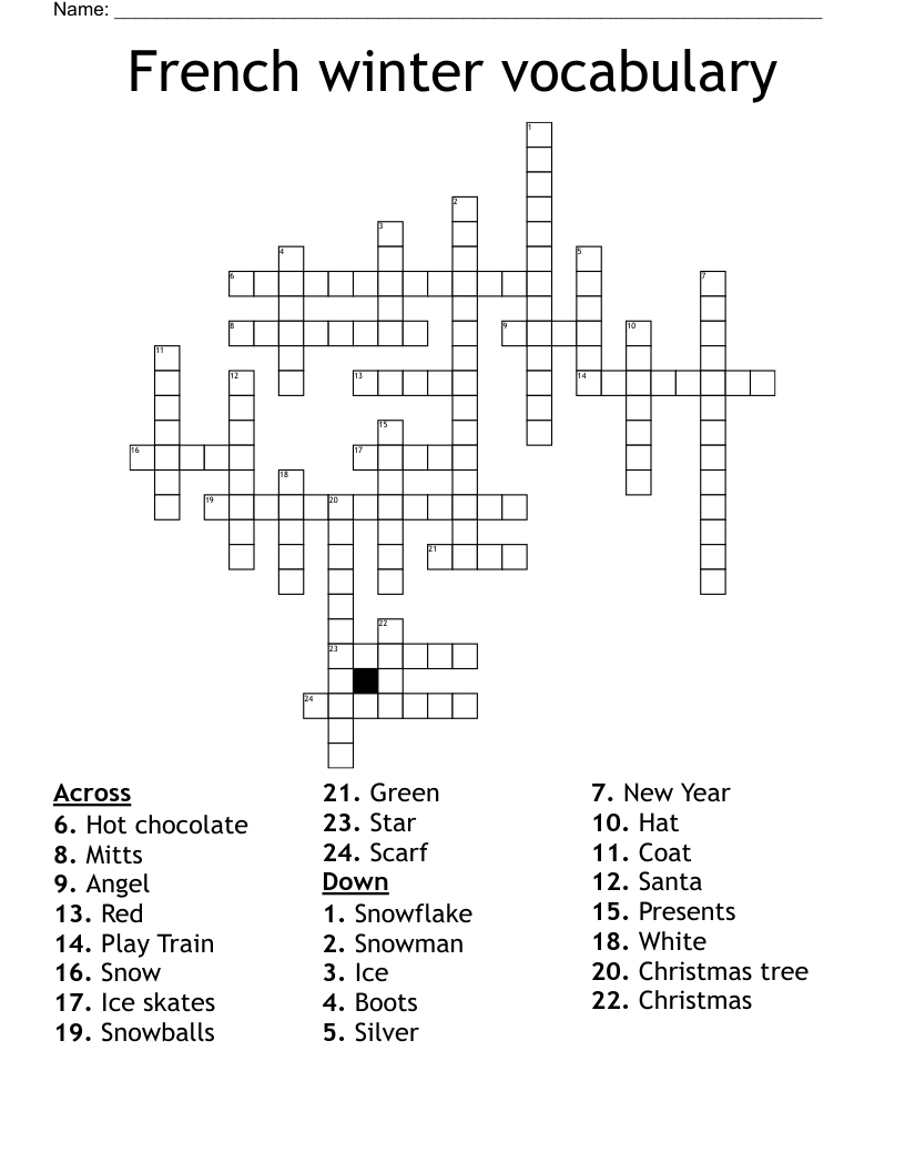 French Christmas Crossword WordMint French Christmas Crossword WordMint