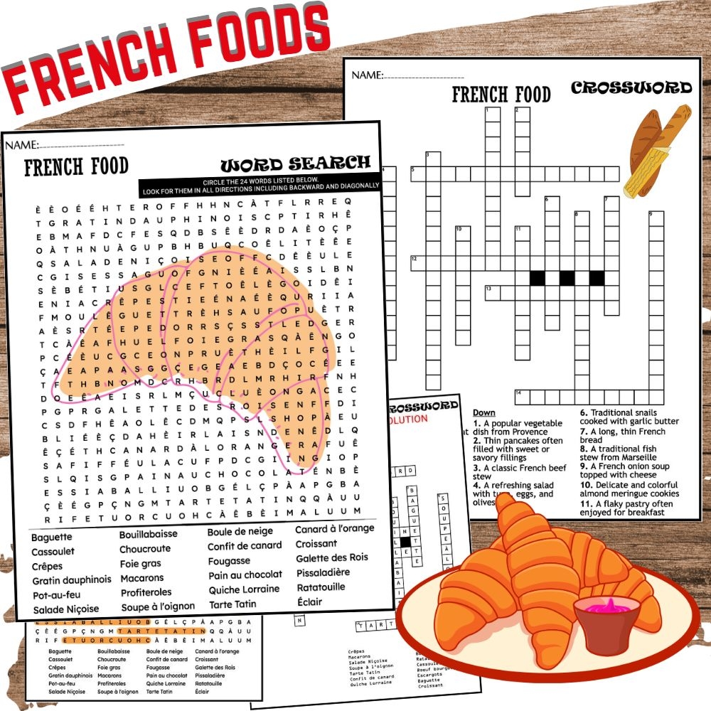 Printable Crossword Puzzles Food