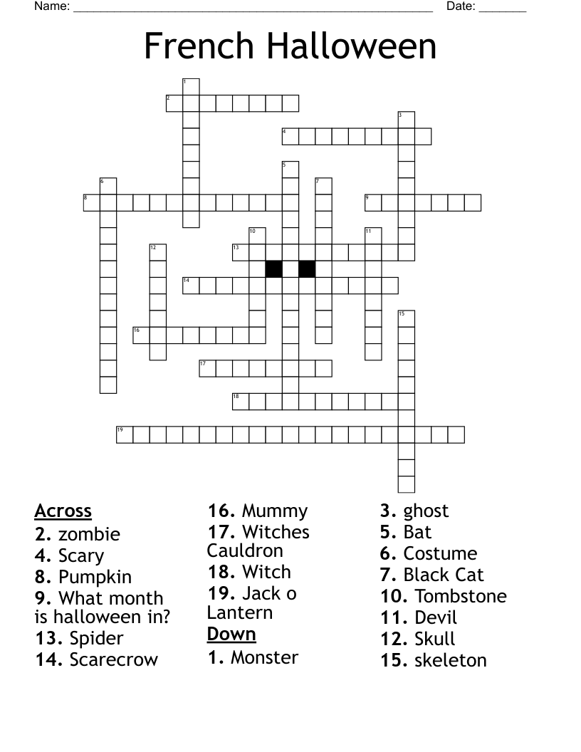 Crossword Puzzles In French Printable Crossword Puzzles In French Printable