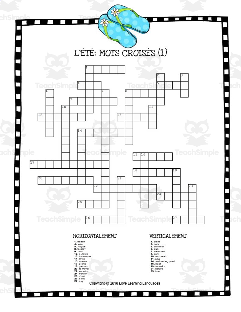 Summer Crossword Puzzles Printable Summer Crossword Puzzles Printable