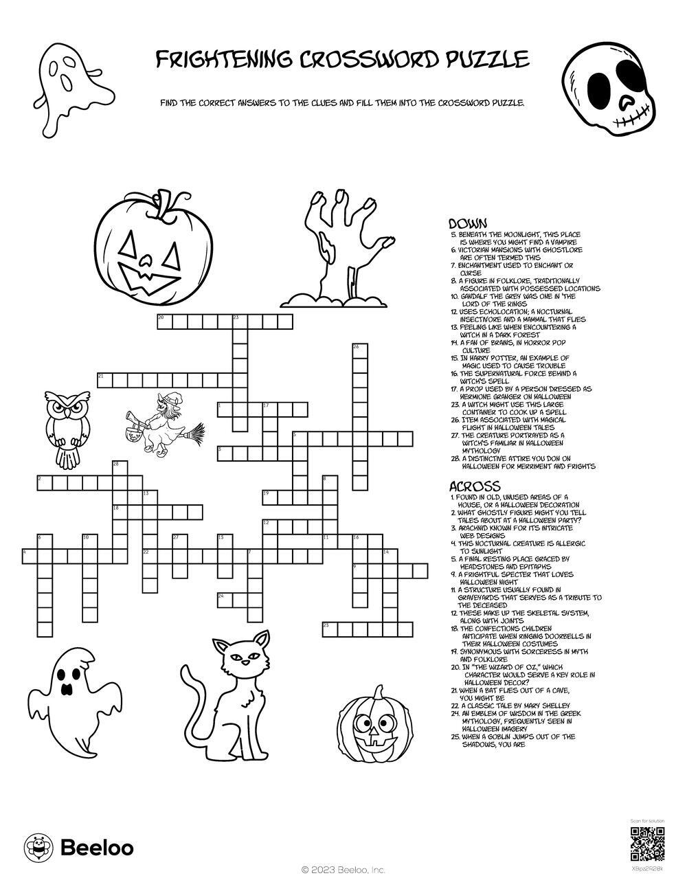 Frightening Crossword Puzzle Beeloo Printable Crafts And Activities For Kids Frightening Crossword Puzzle Beeloo Printable Crafts And Activities For Kids