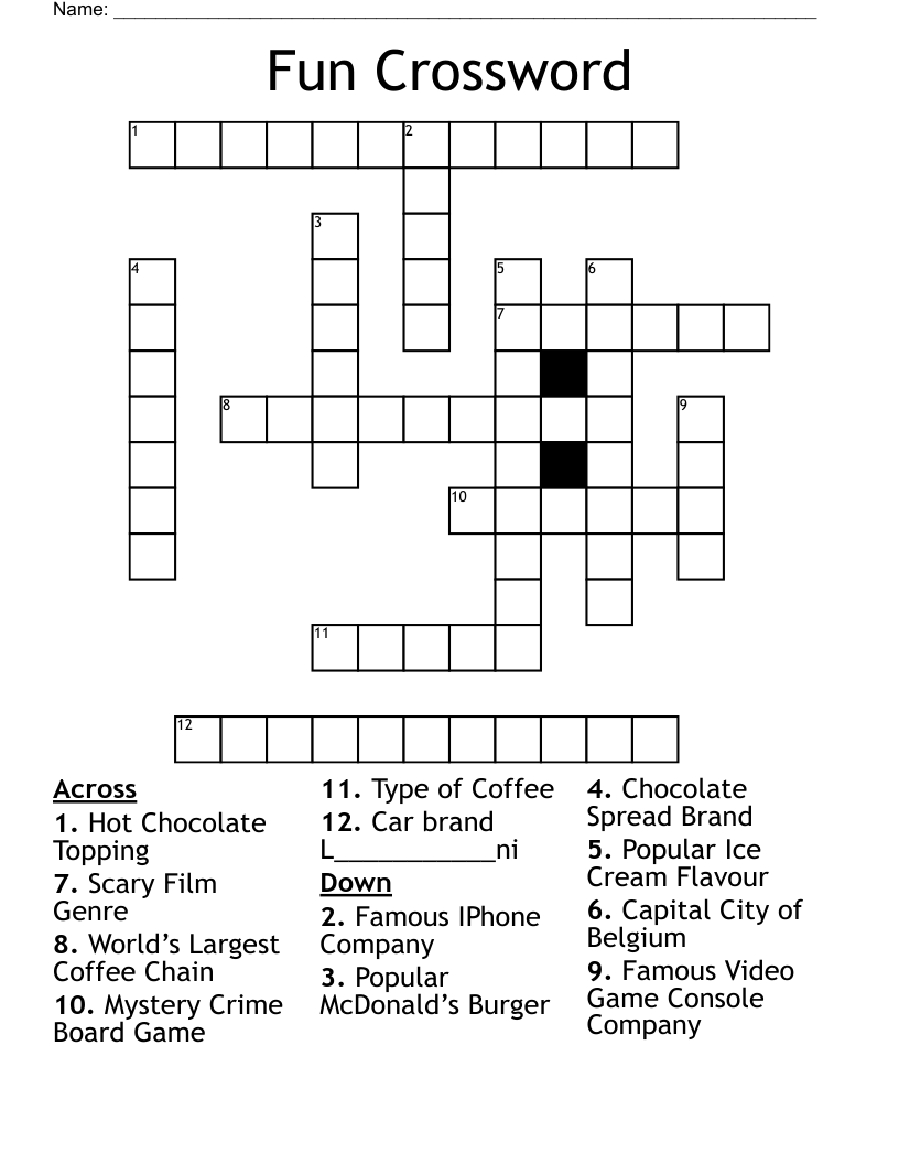 Fun Crossword WordMint Fun Crossword WordMint
