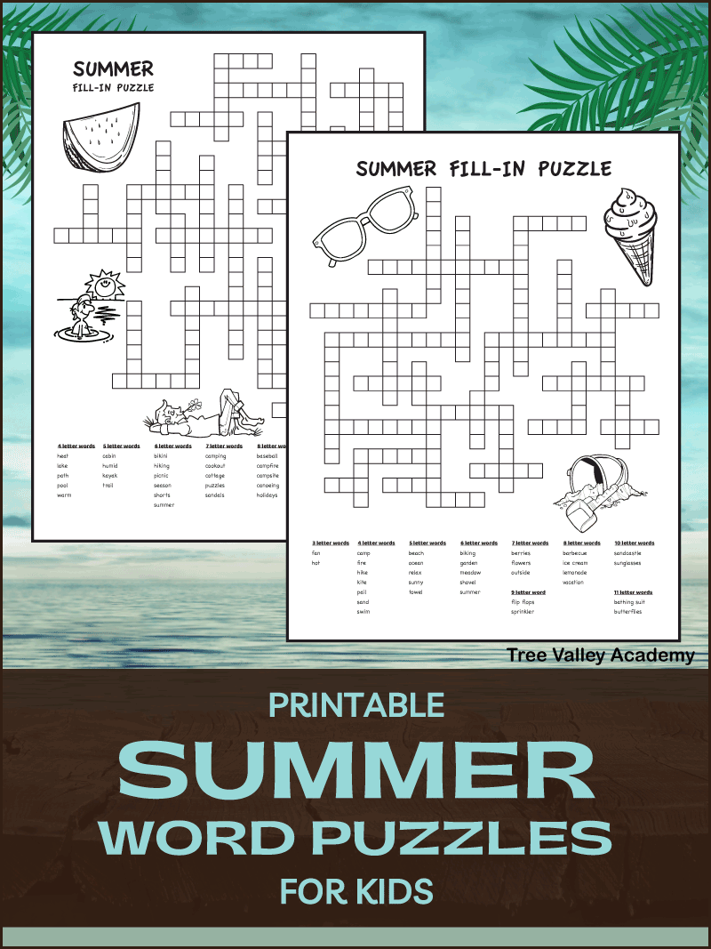 Fun Summer Fill In Puzzles For Kids Tree Valley Academy Fun Summer Fill In Puzzles For Kids Tree Valley Academy