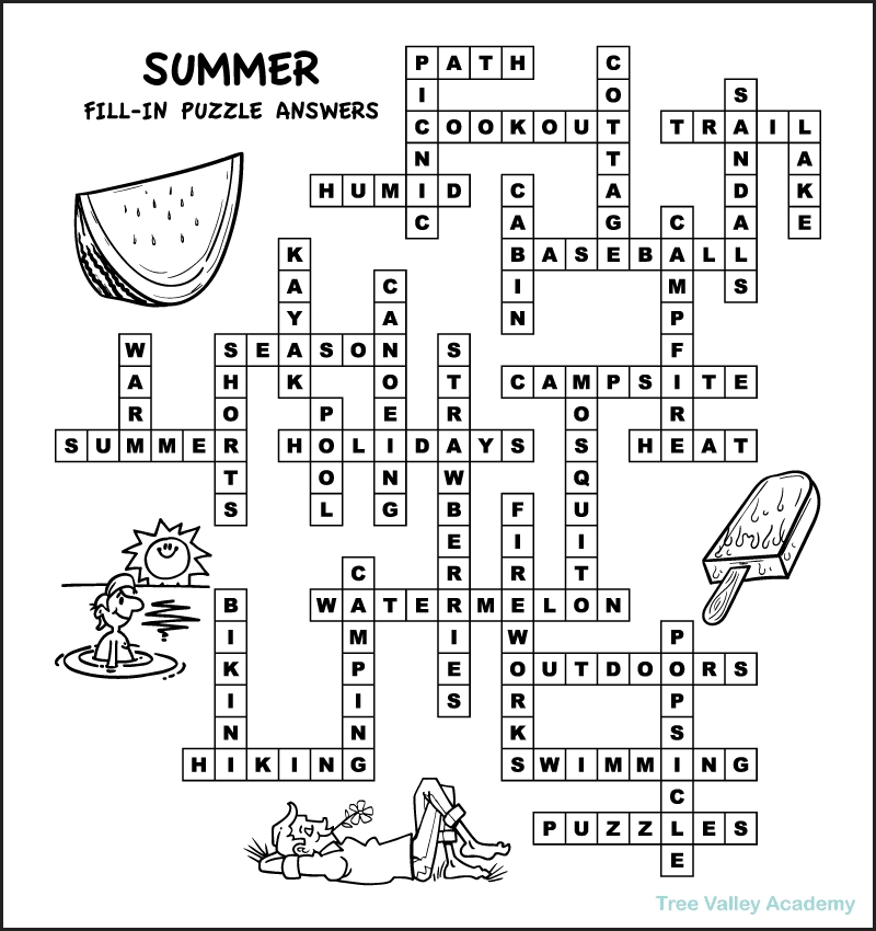 Fun Summer Fill In Puzzles For Kids Tree Valley Academy Fun Summer Fill In Puzzles For Kids Tree Valley Academy