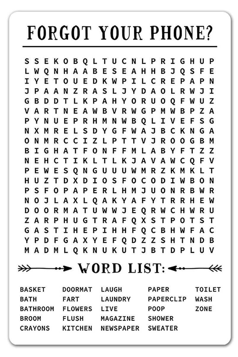 Funny Bathroom Crossword Puzzle Sign 11 X 14 Aluminum Sign EBay