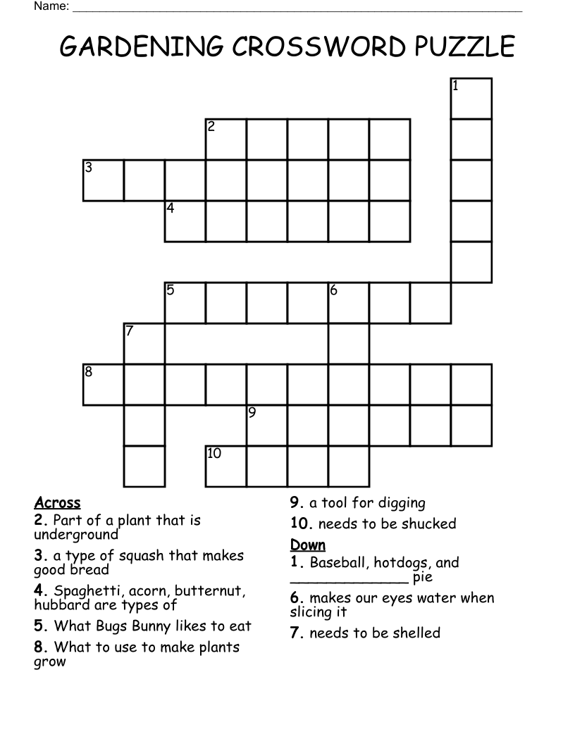 GARDENING CROSSWORD PUZZLE WordMint GARDENING CROSSWORD PUZZLE WordMint