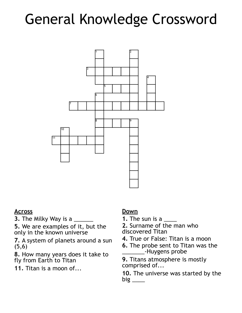 General Knowledge Crossword WordMint General Knowledge Crossword WordMint