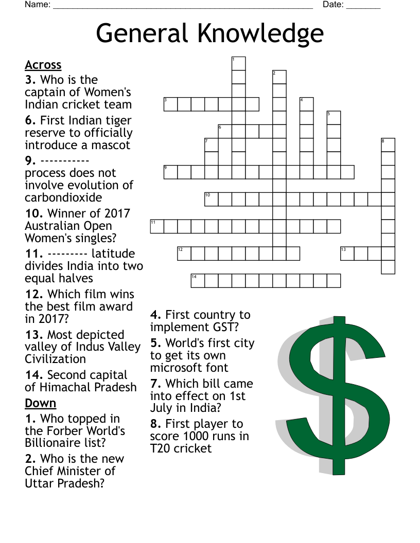 General Knowledge Crossword WordMint General Knowledge Crossword WordMint