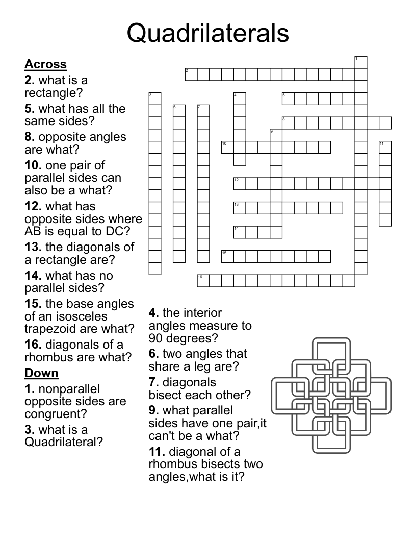 Geometry Crossword Puzzle WordMint
