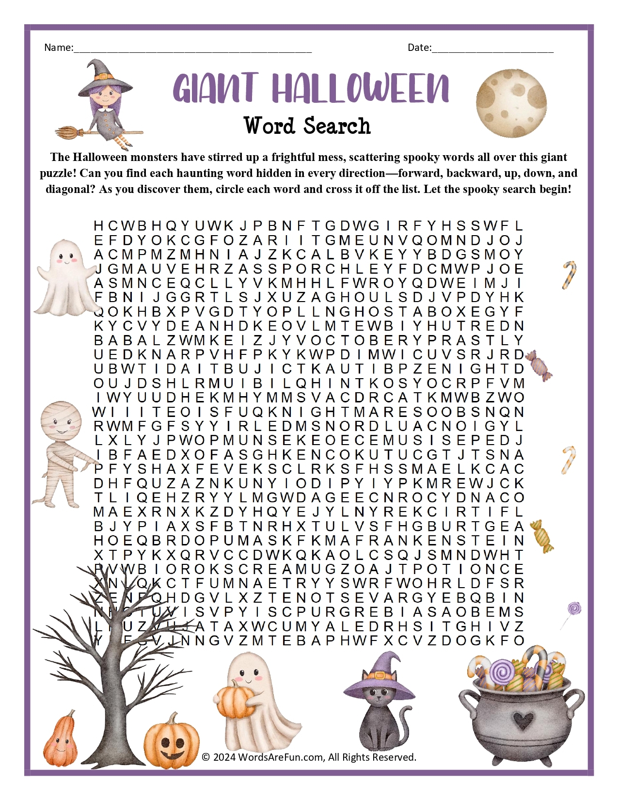 Giant Halloween Word Search Giant Halloween Word Search