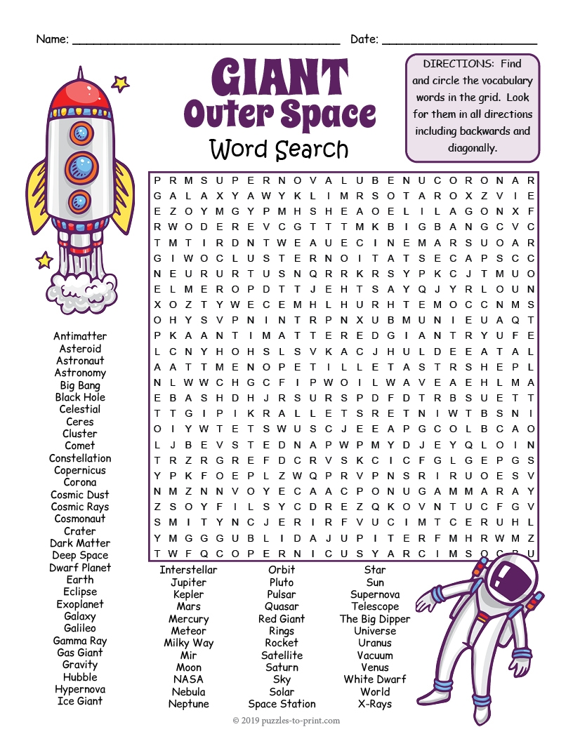Space Crossword Puzzles Printable Space Crossword Puzzles Printable