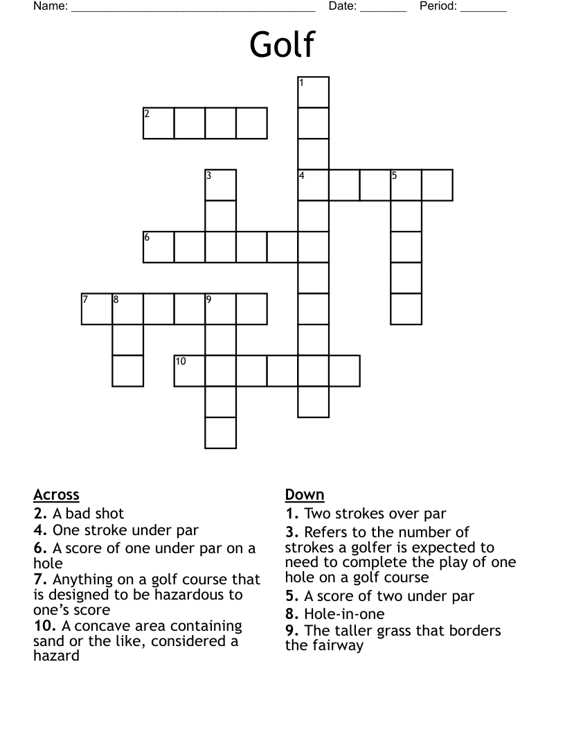 Golf Crossword WordMint Golf Crossword WordMint