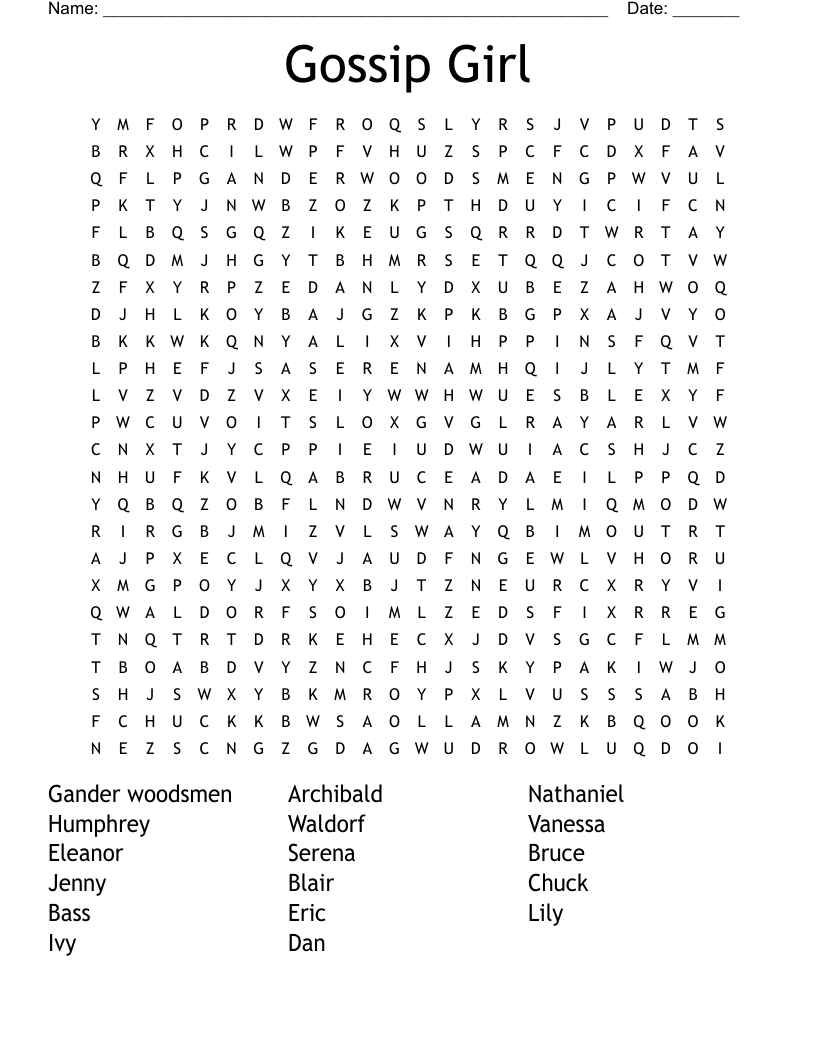 Gossip Girl Crossword WordMint Gossip Girl Crossword WordMint