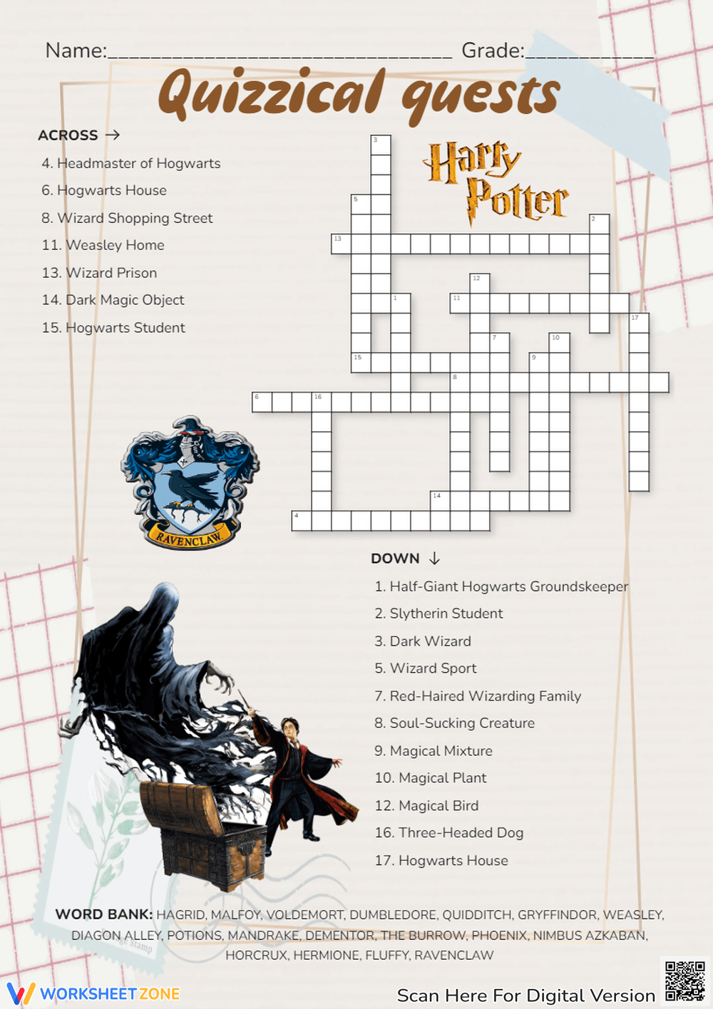 Grade 1 Harry Potter Crossword Worksheets 2025 Grade 1 Harry Potter Crossword Worksheets 2025